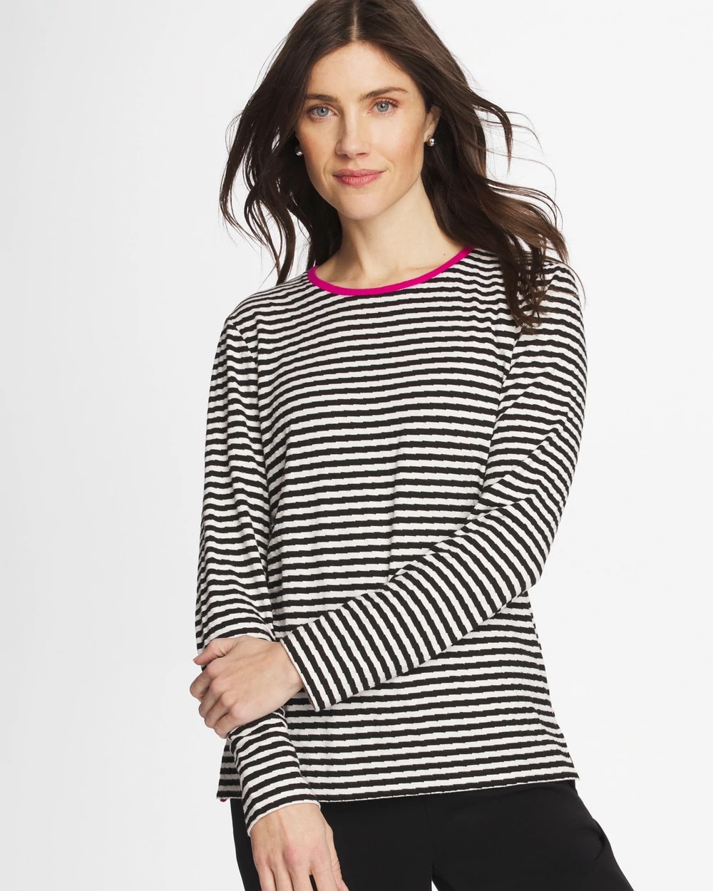 Zenergy® Striped Jacquard Contrast Pullover Top | Chico's